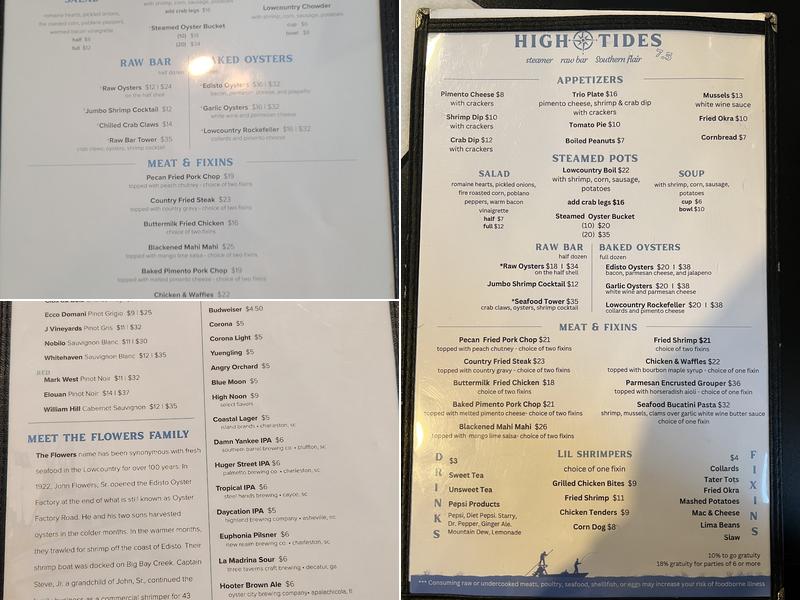 High Tides Restaurant Menu