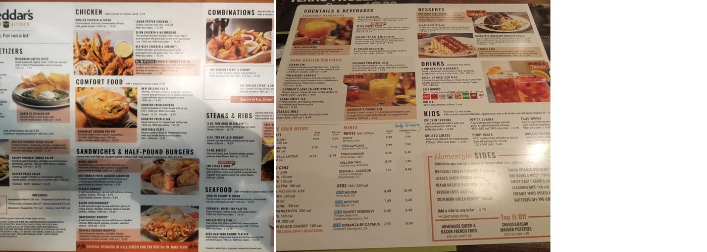Cheddar's Scratch Kitchen Menu