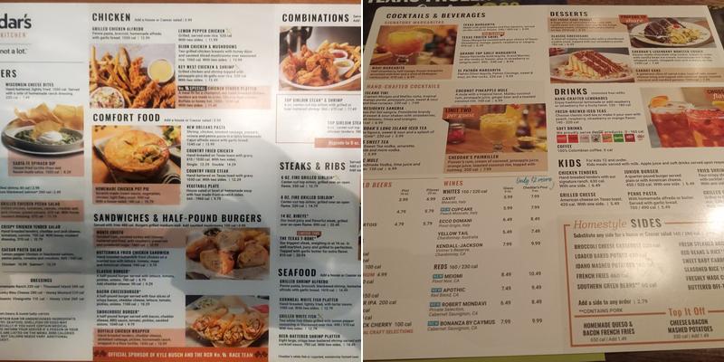 Cheddar's Scratch Kitchen Menu