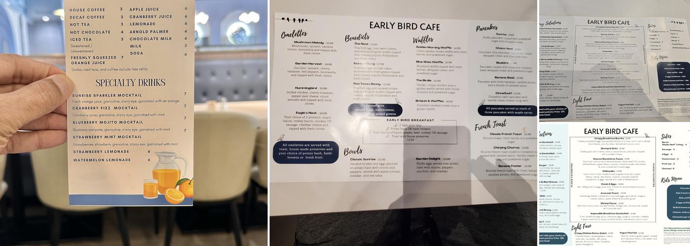Early Bird Cafe Menu