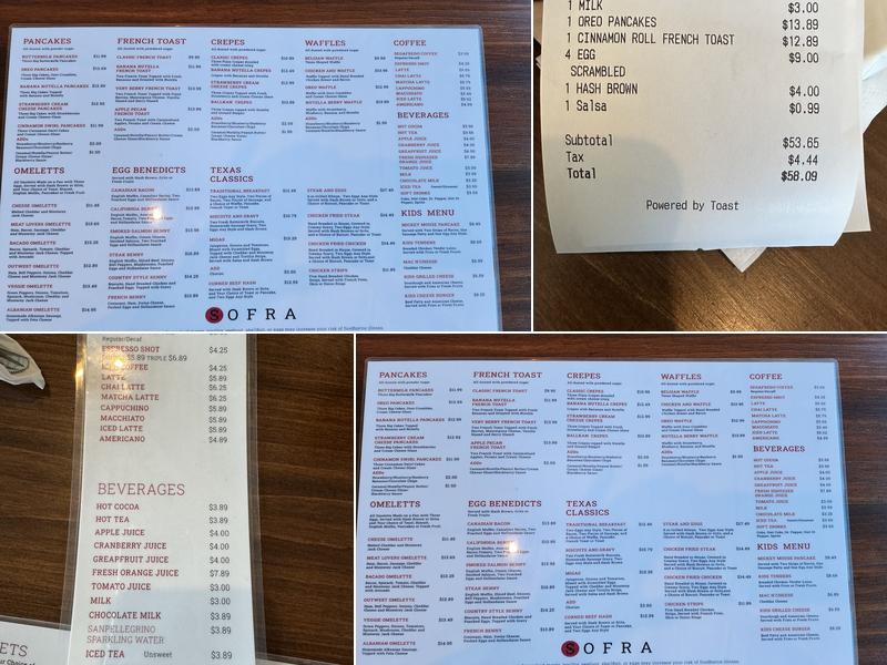 Sofra Breakfast and Lunch Menu