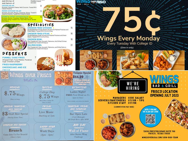 Wings Over Frisco Menu