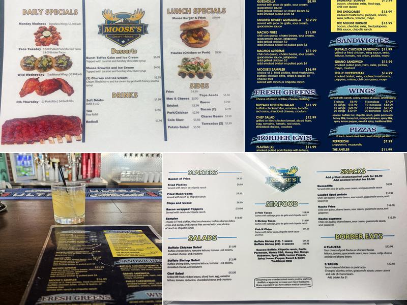 Moose's Draft House Menu