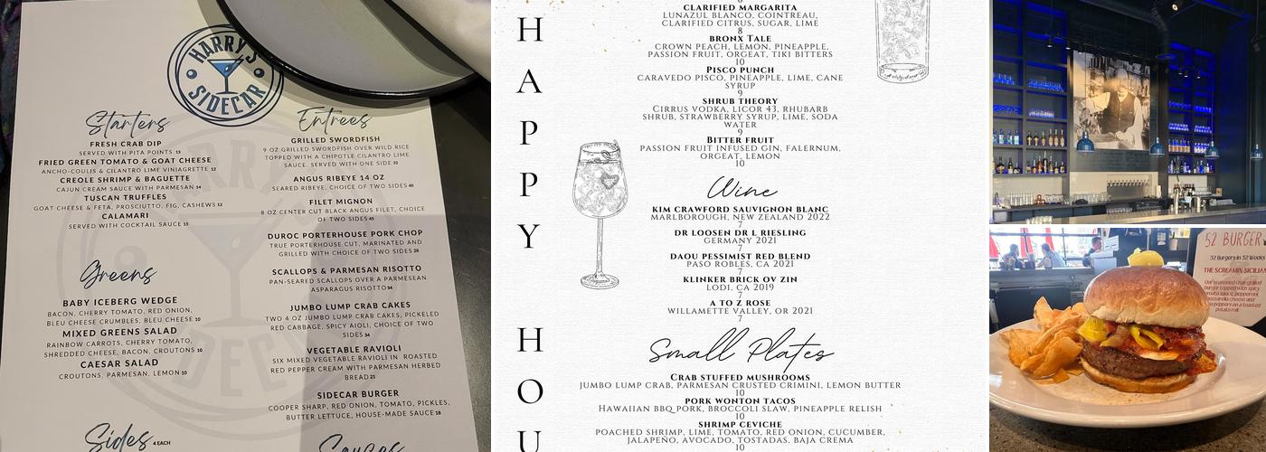 Harry's Sidecar Menu
