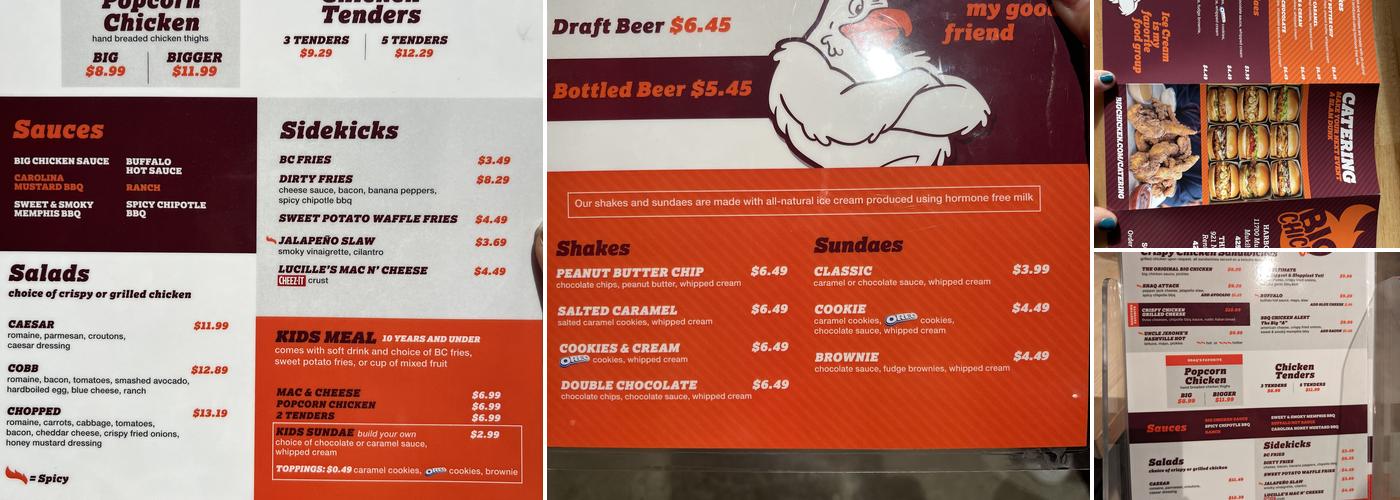 Big Chicken Menu