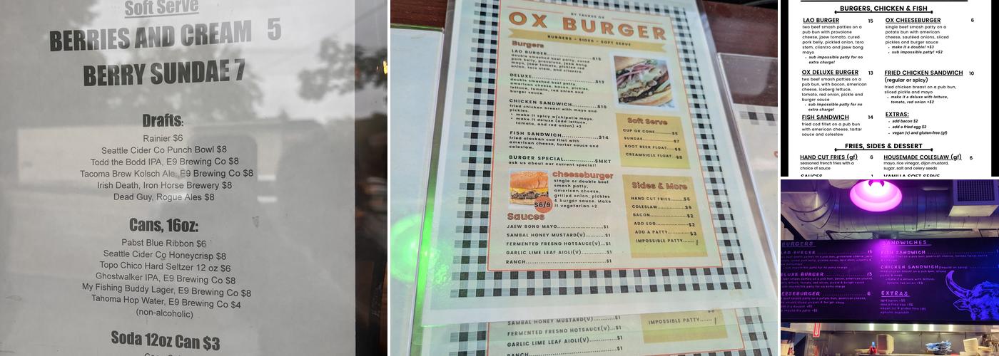 Ox Burger Menu