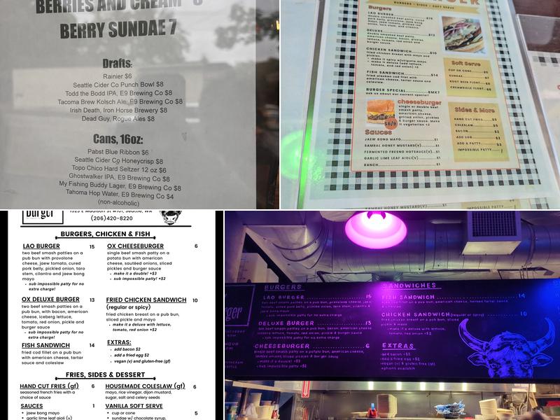 Ox Burger Menu