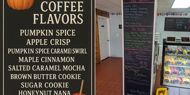 Who Cut the Cheesecake Menu