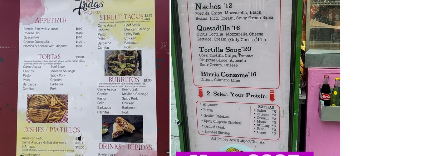 Frida’s taqueria Menu