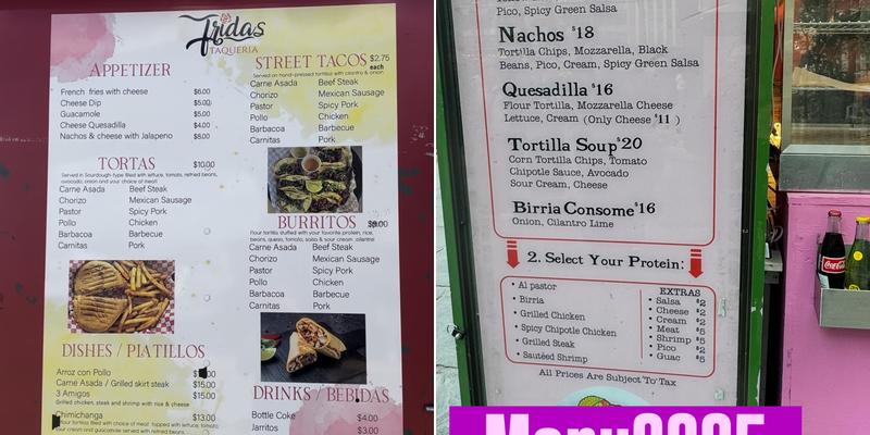 Frida’s taqueria Menu