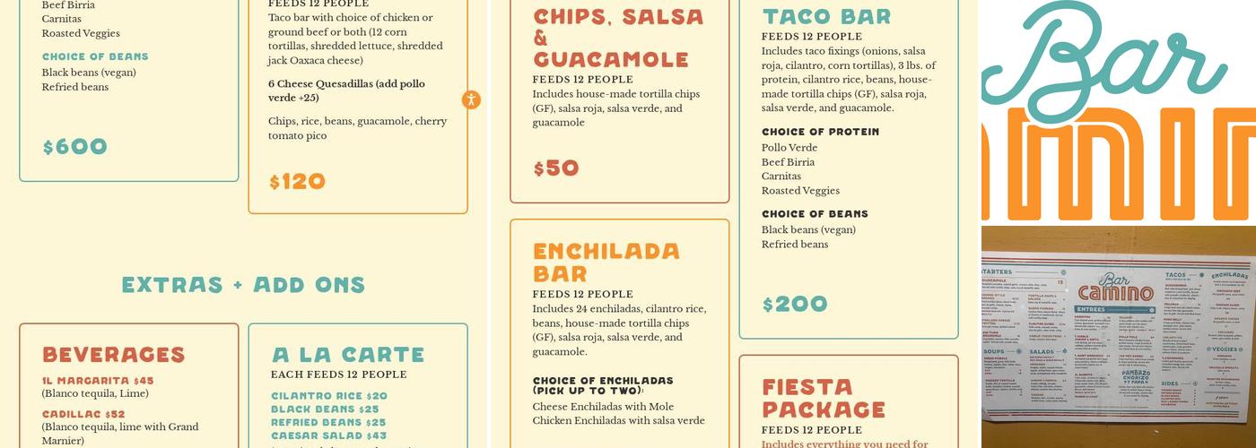 Bar Camino Menu