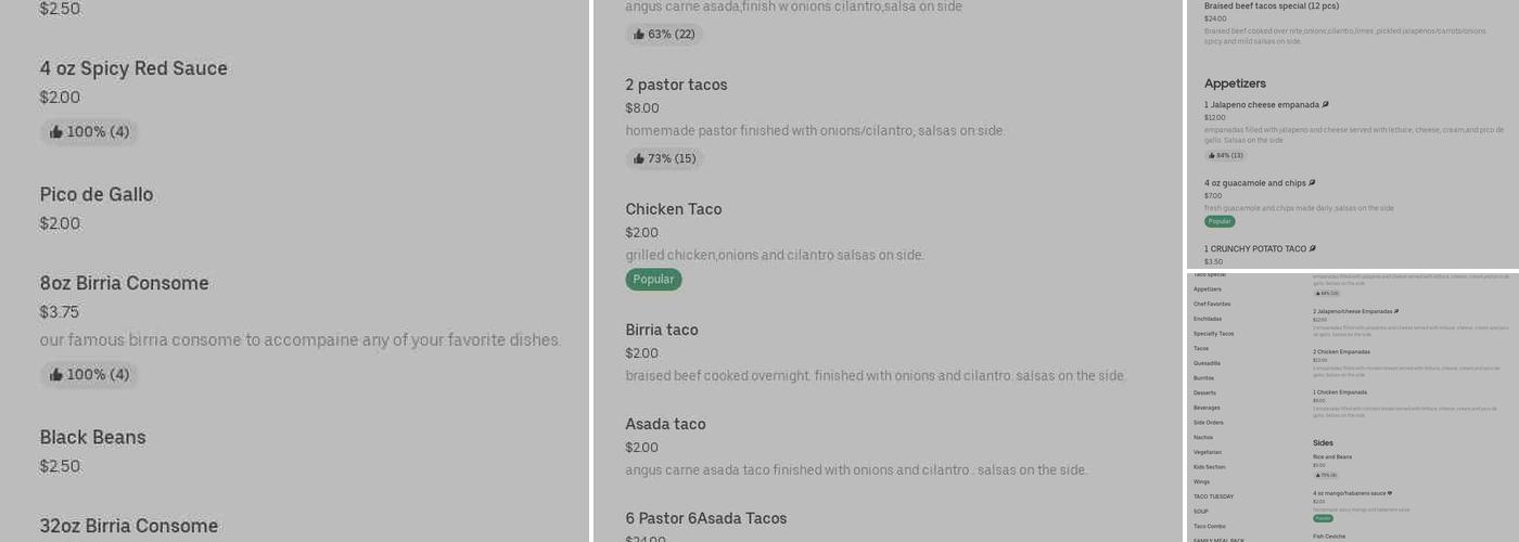 Mi Ranchito Veracruz Hollywood Menu