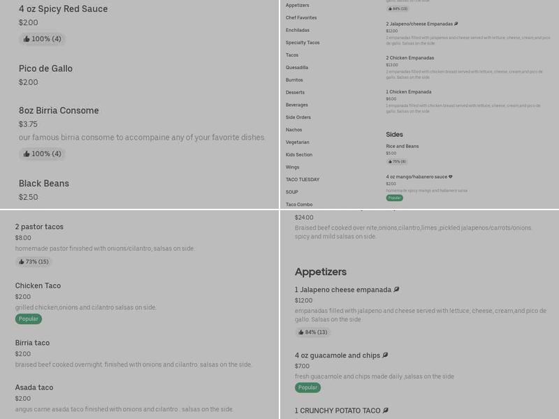 Mi Ranchito Veracruz Hollywood Menu