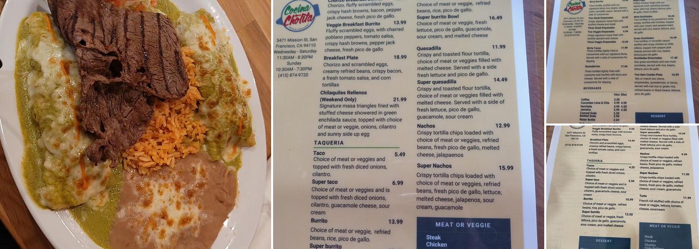 Cocina Mamá Cholita Menu