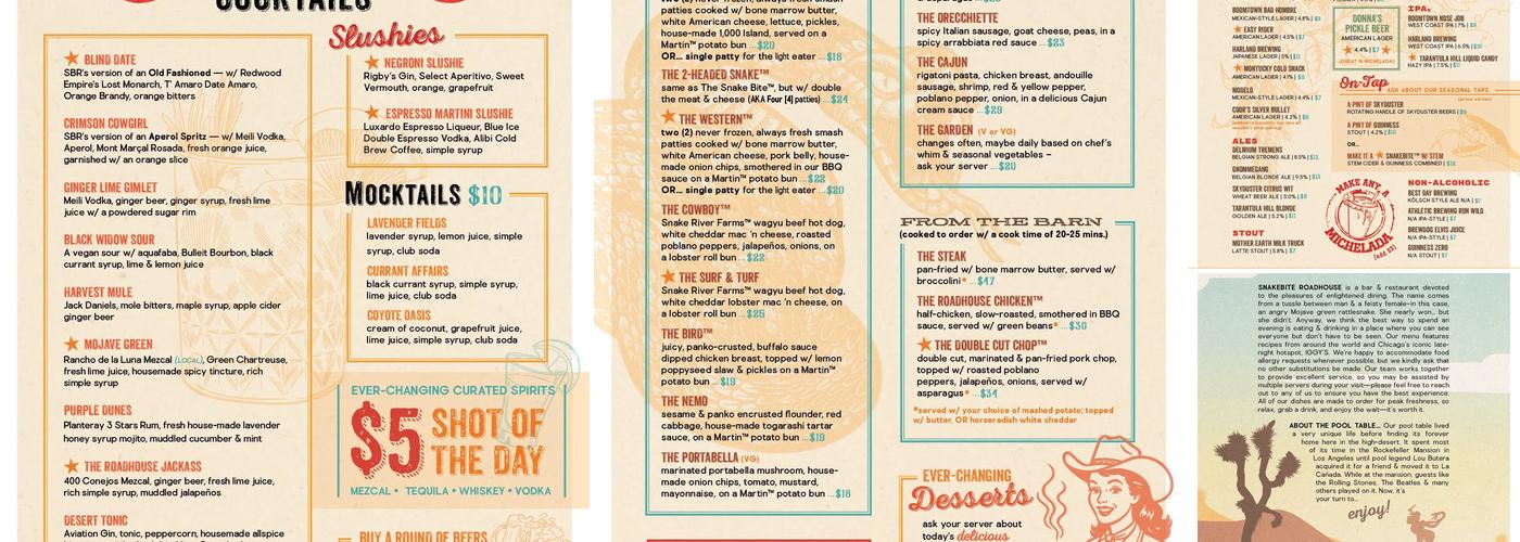 Snake Bite Roadhouse Menu