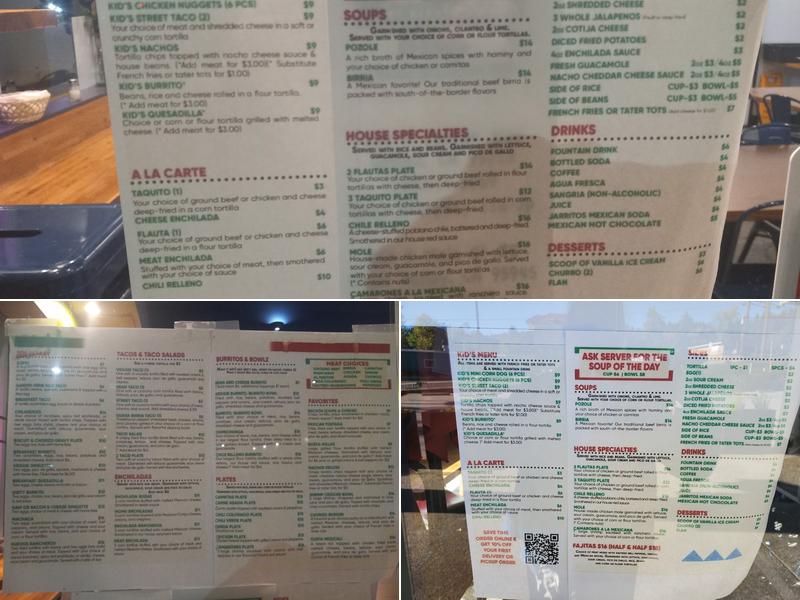 Madi's Mexicali Stop Menu