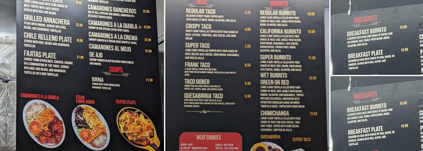 Tacos El Grullense C&D #4 Menu