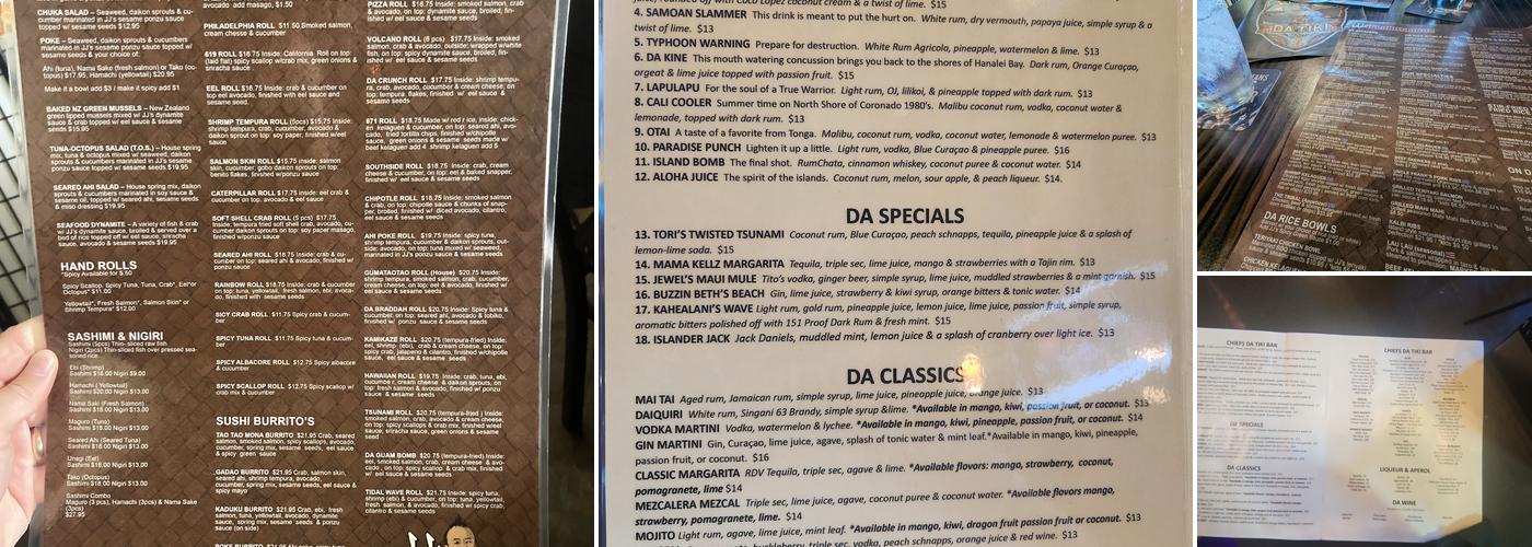 Chief's Da Tiki Bar Menu
