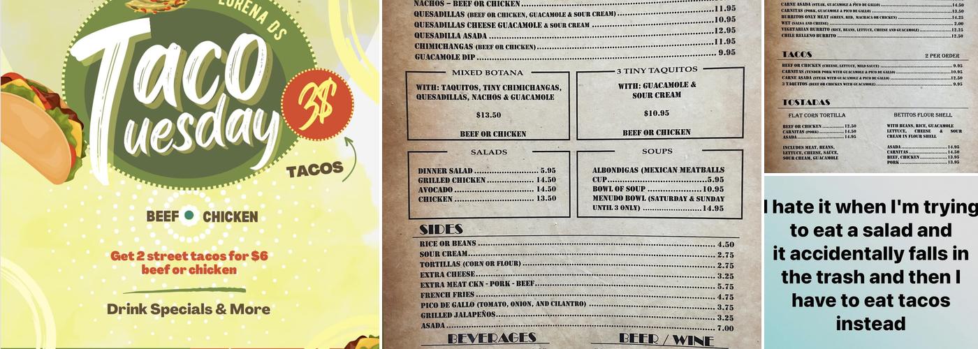 Lorena D’s Mexican Menu