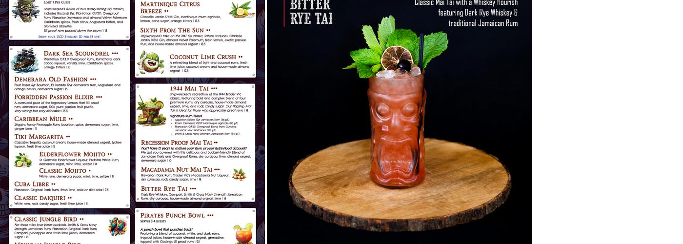 Shipwrecked Tiki Bar Menu