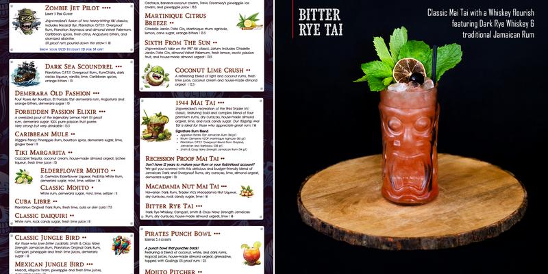Shipwrecked Tiki Bar Menu