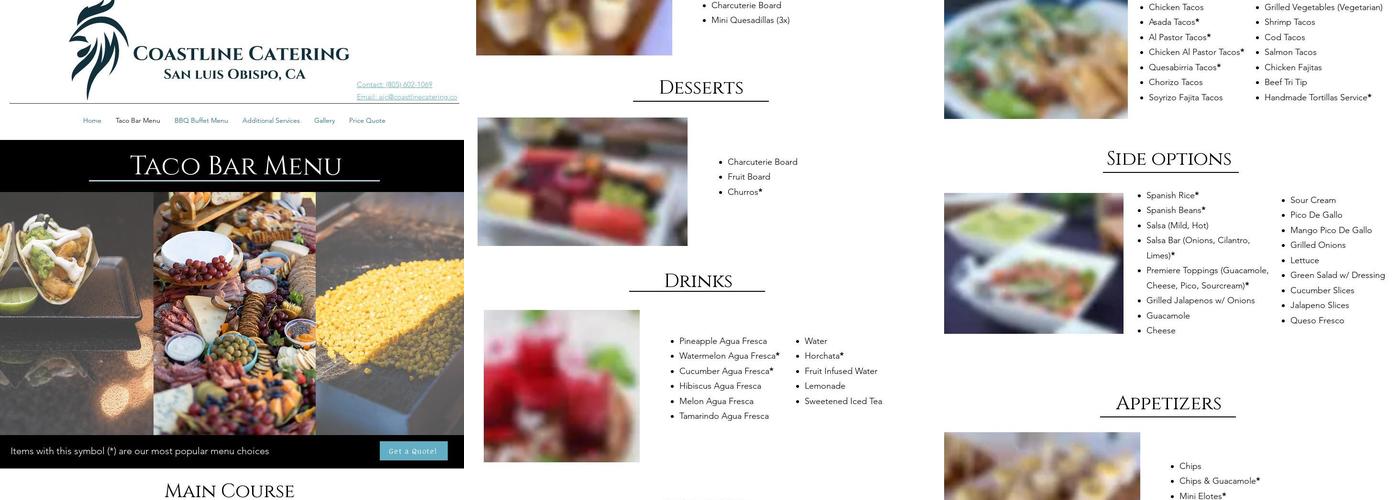 Coastline Catering Menu