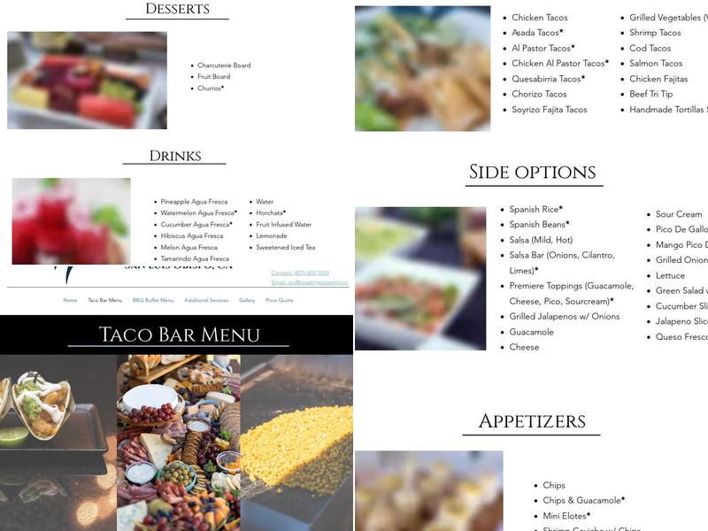 Coastline Catering Menu