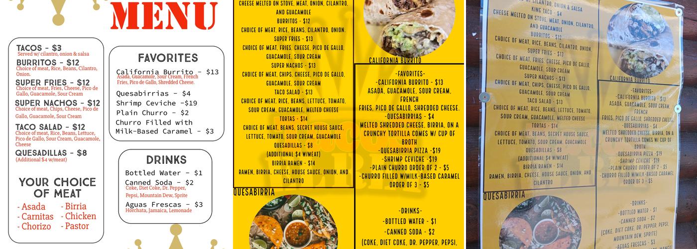 Tacos El Rey Menu