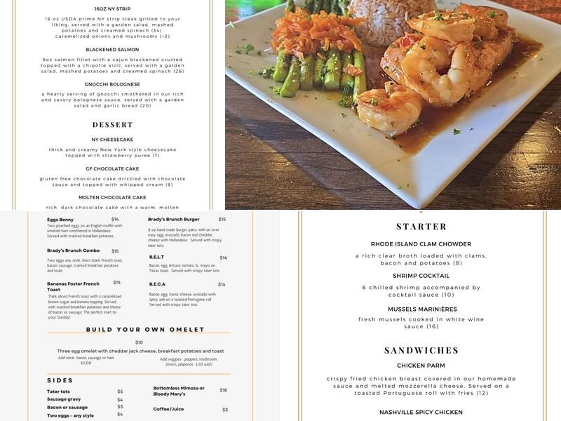 Brady's Pub & Restaurant Menu