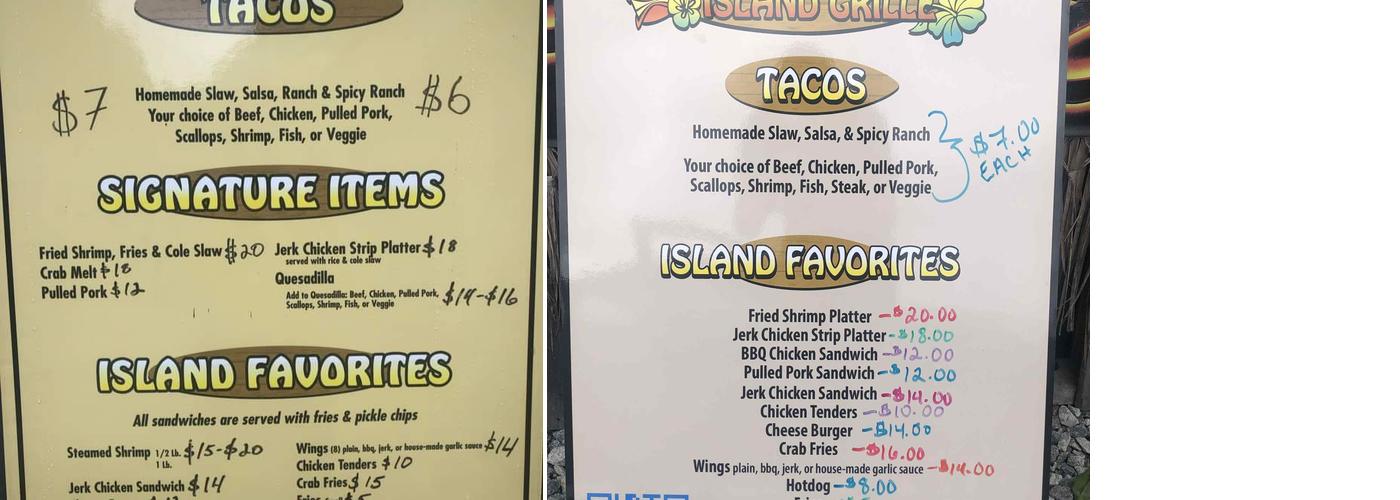Coco Mango Island Grille Menu
