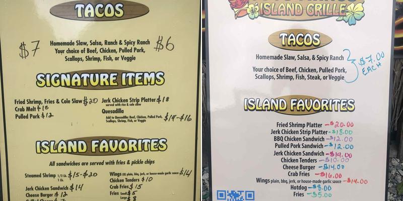 Coco Mango Island Grille Menu