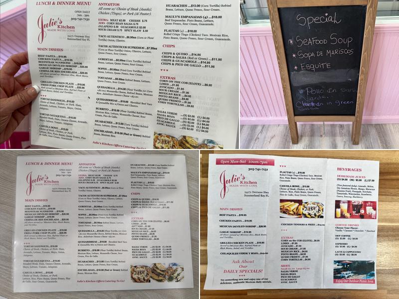 Julie’s Kitchen Menu