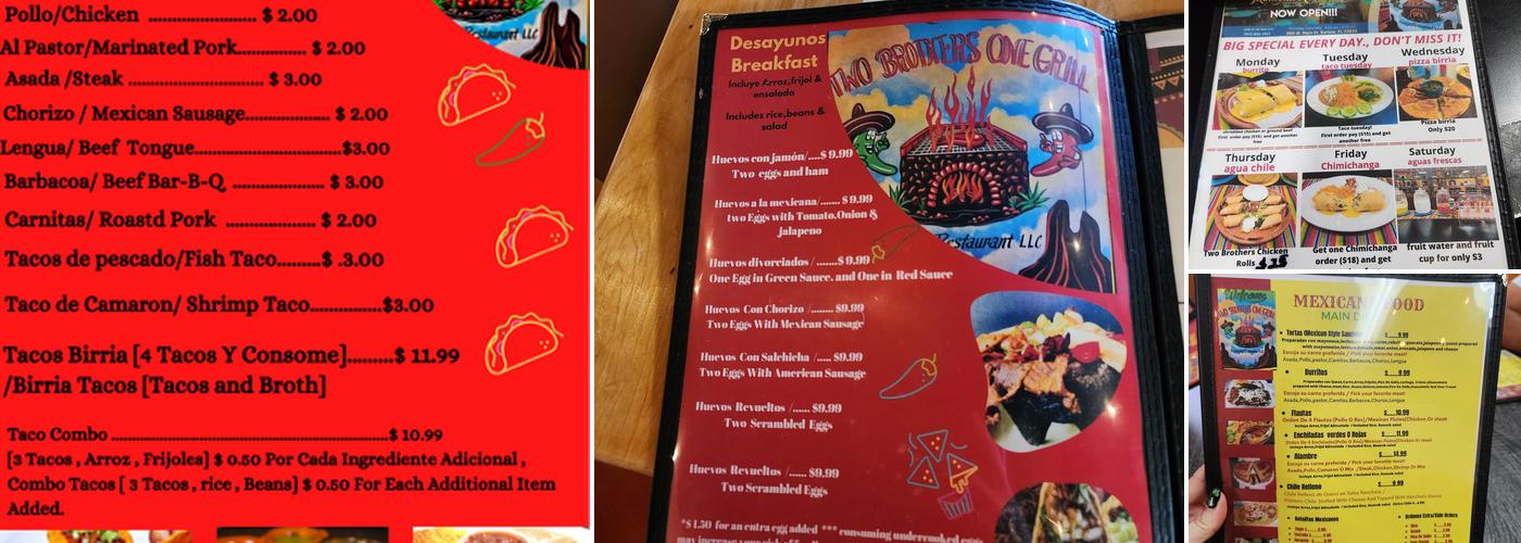 Two Brothers One grill Menu