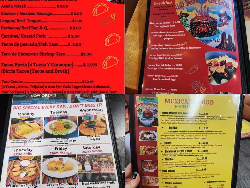 Two Brothers One grill Menu