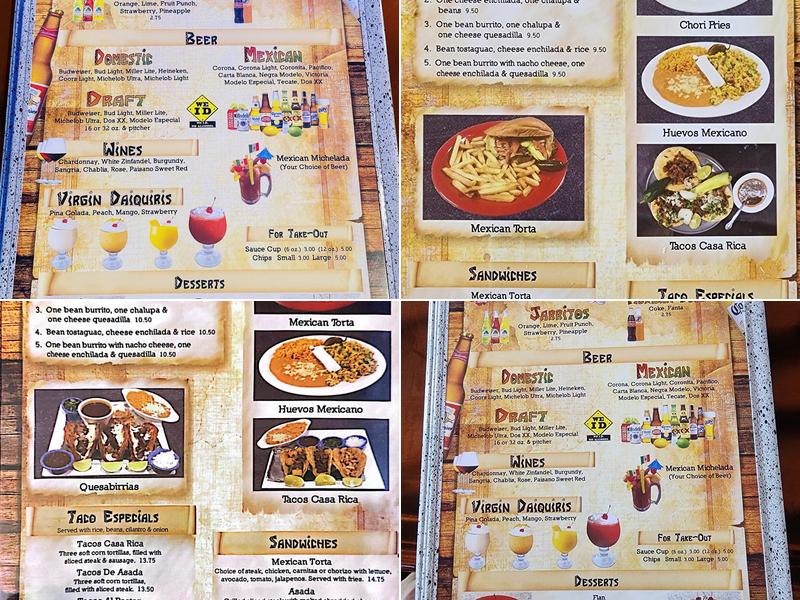 Casa Rica Menu