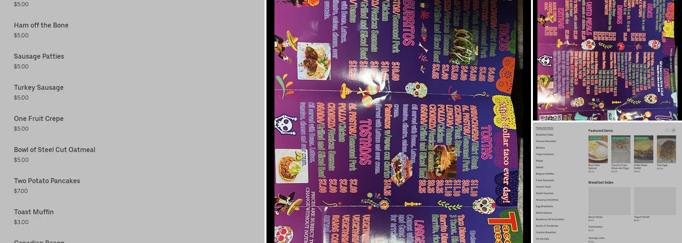 Tacos Before Vatos Menu