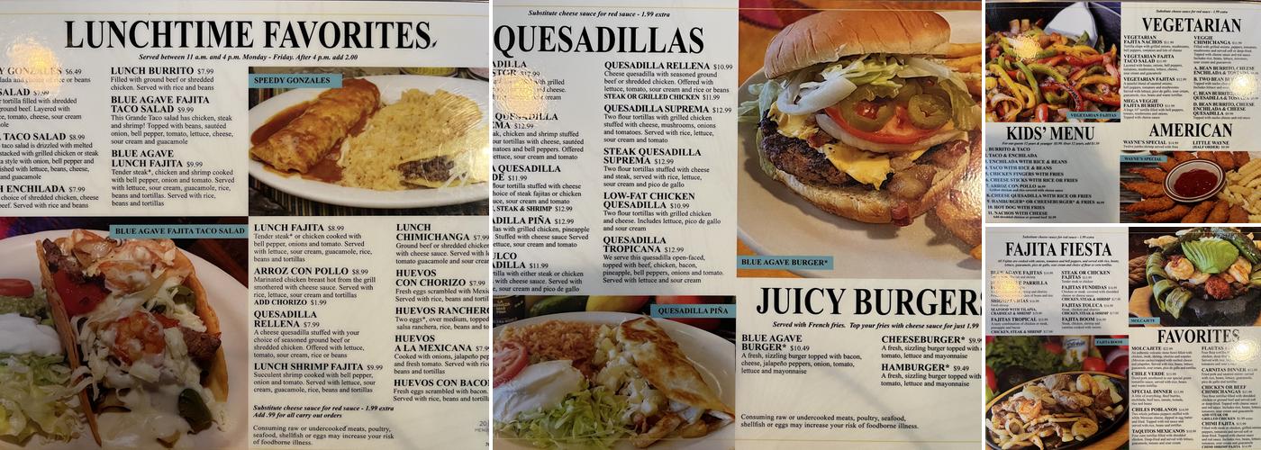 Blue Agave Mexican Grill & Bar Menu