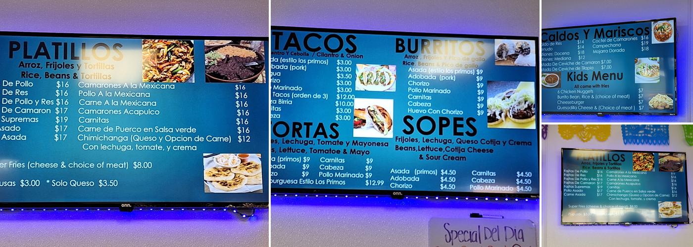 Taquería Los Primos Menu