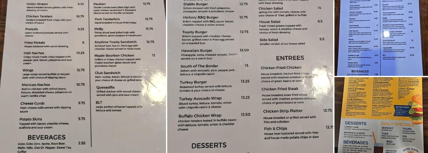 Becks Place Overland Park Menu