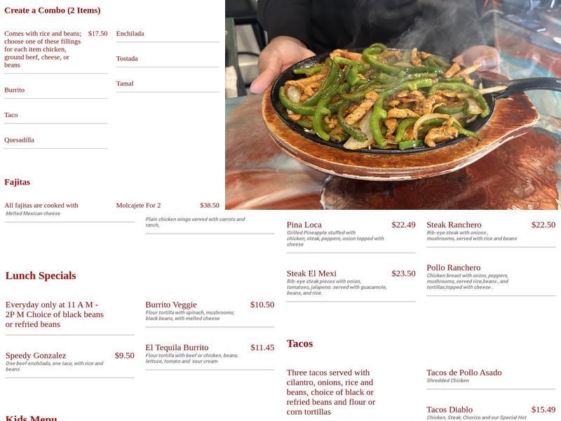 Catra Mex Menu