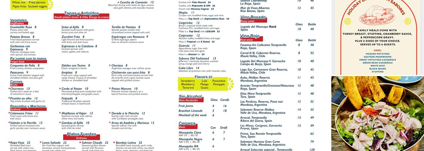 Sabores Tapas Bar Menu