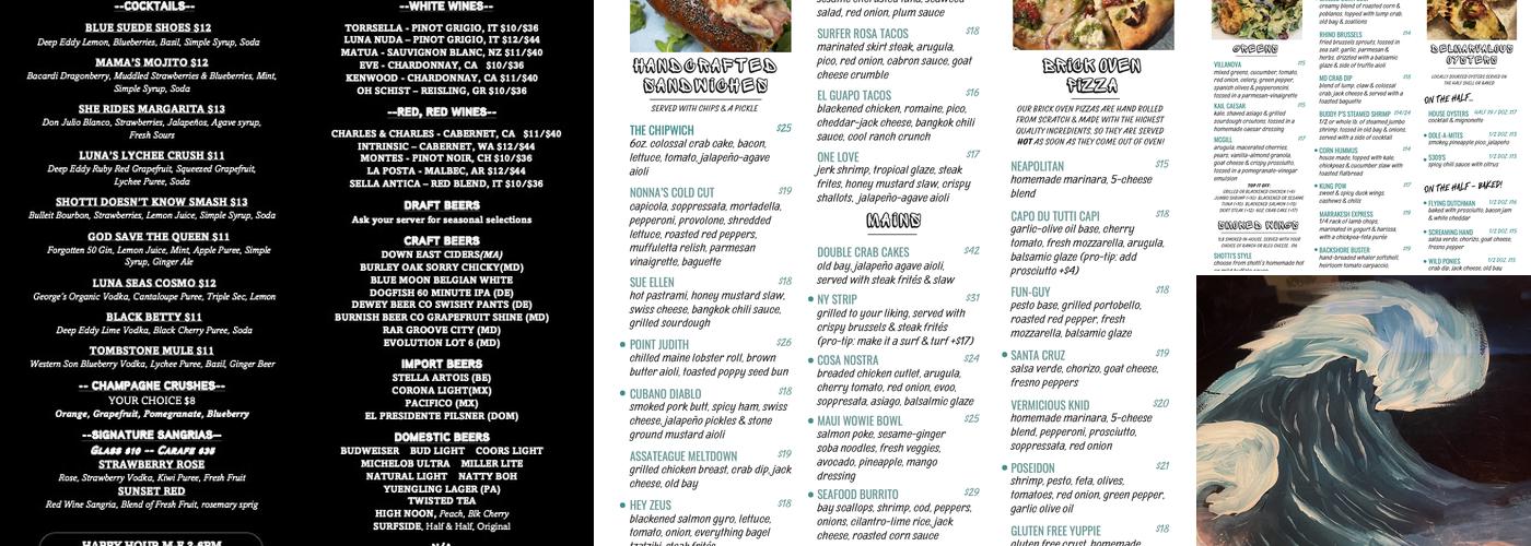 Shotti's Point Luna's Menu