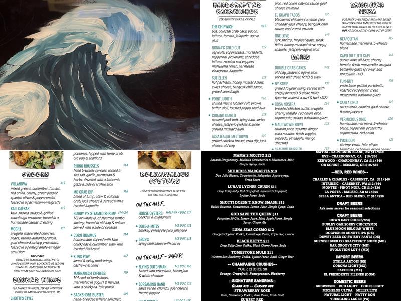 Shotti's Point Luna's Menu