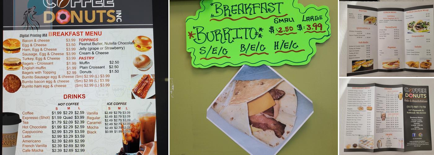 coffee donuts Menu