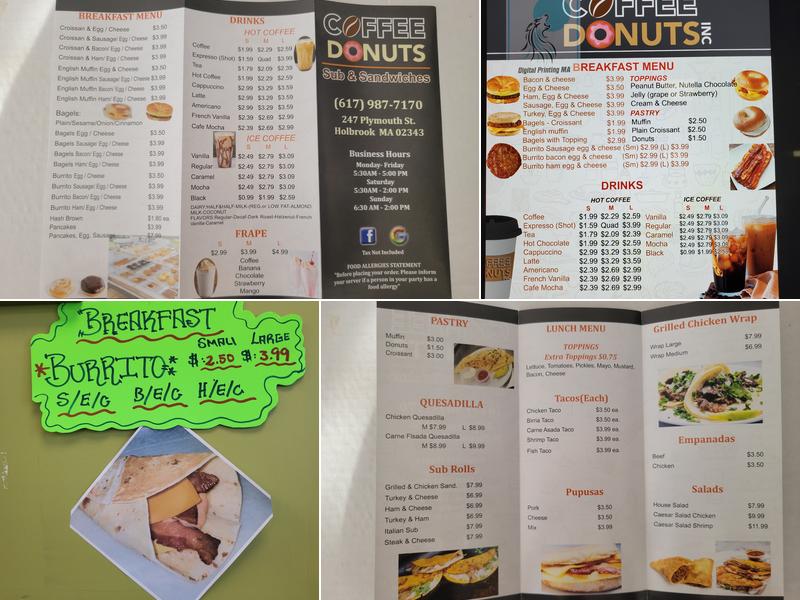 coffee donuts Menu