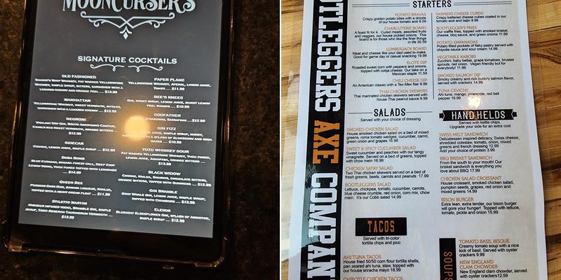 Bootlegger's Axe Co. Menu