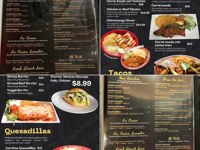 Rio Peruvian & Mexican restaurant Menu