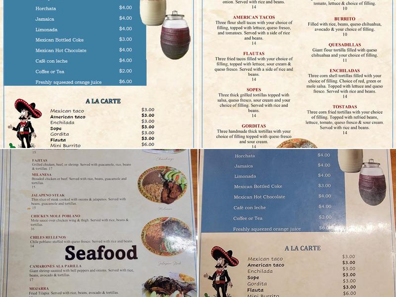 Pablo's Mexican Restaurant (Eastside) Menu