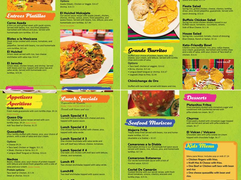 El Huichol Mexican Restaurant Menu