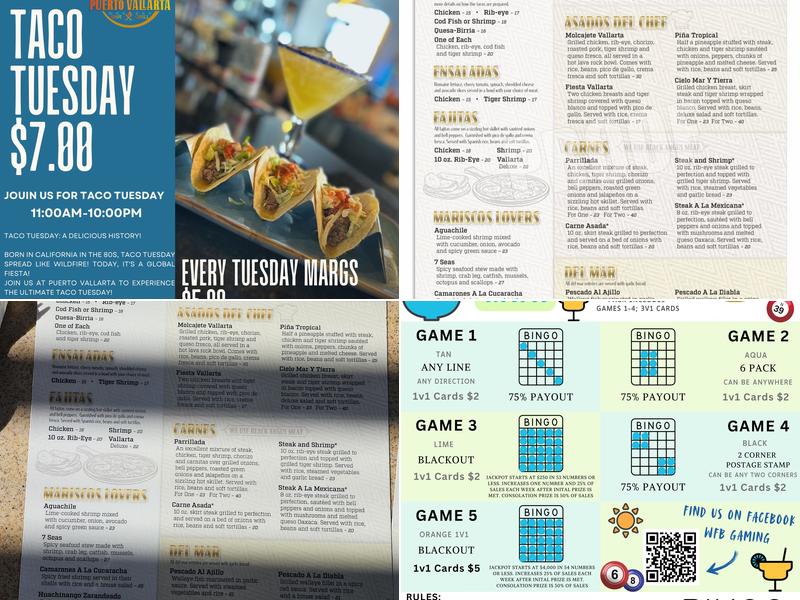 Puerto Vallarta bar and grill Menu
